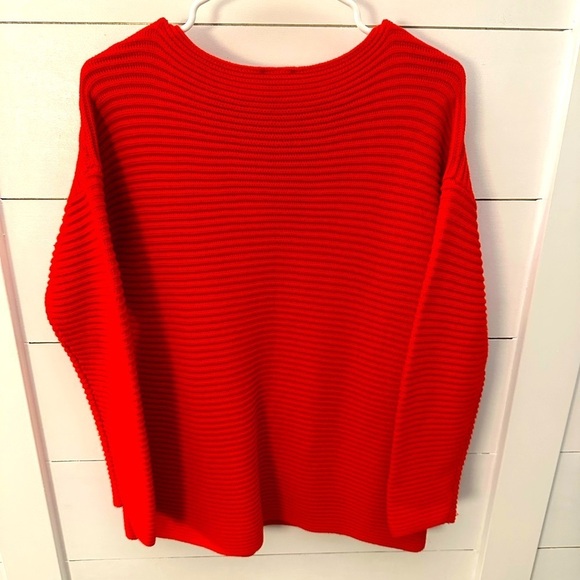 VINCE CAMUTO Woman red ribbed casual quiet luxury old money sweater Large - Picture 2 of 12